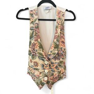 VINTAGE 90s Zoompy Floral Tapestry Vest